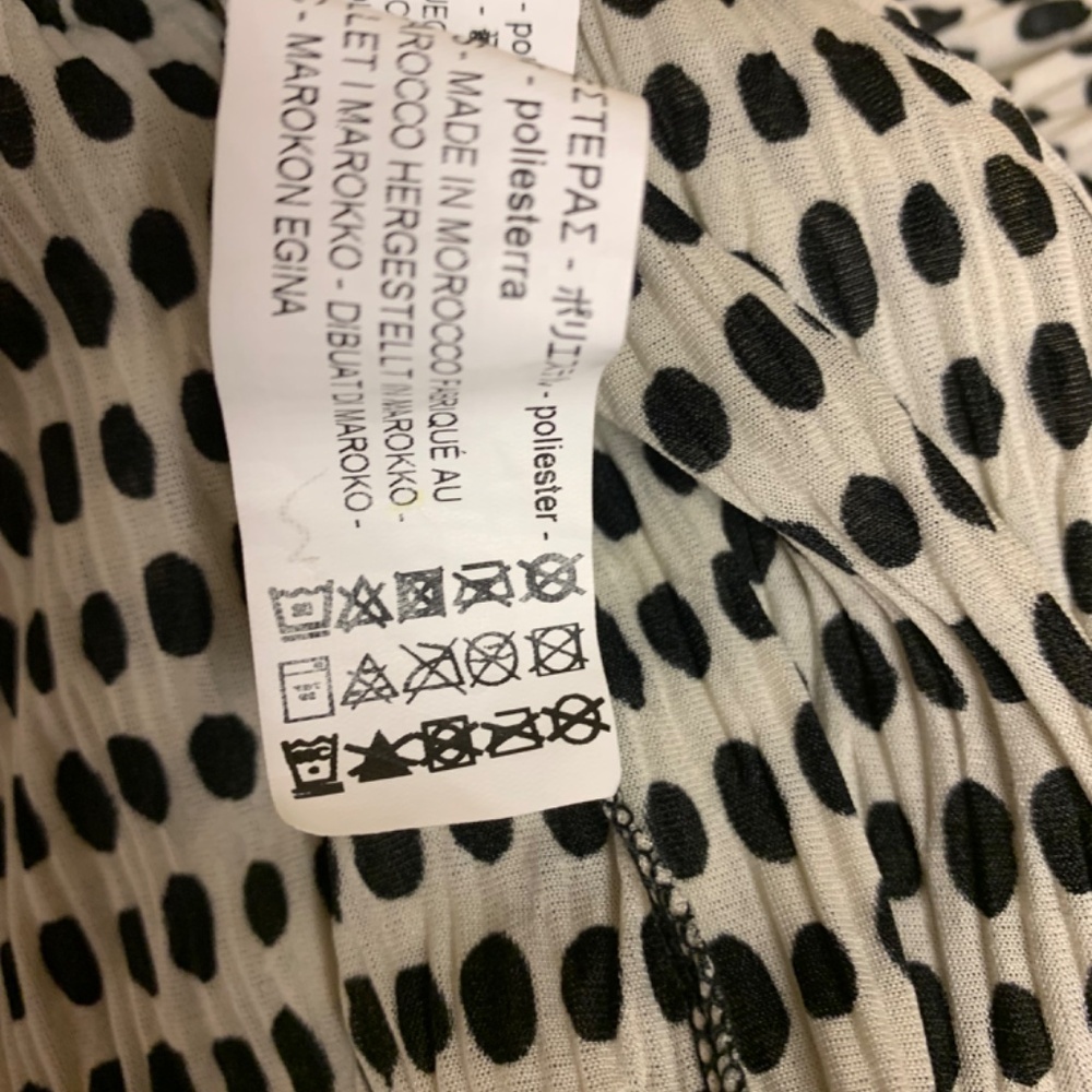 ZARA blouse SZ S beige & black dots asymmetrical hem unique bohemian polka dot - Picture 8 of 11
